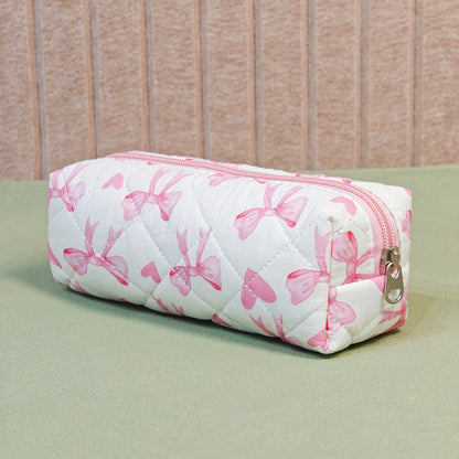 🎀 Комплект несесери за грим (4 броя) — Pink & White Bow Heart Edition 💕