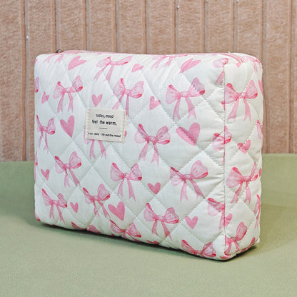 🎀 Комплект несесери за грим (4 броя) — Pink & White Bow Heart Edition 💕