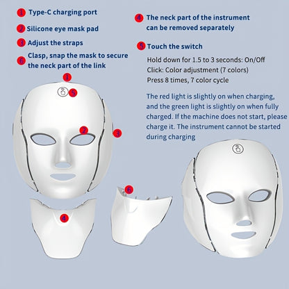 LEVURA™ 7-цветна LED маска /лице и шия/