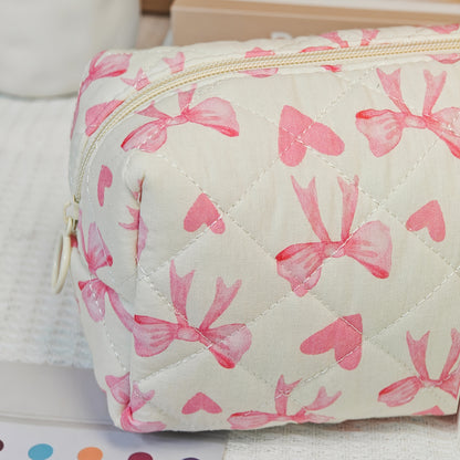 🎀 Комплект несесери за грим (4 броя) — Pink & White Bow Heart Edition 💕