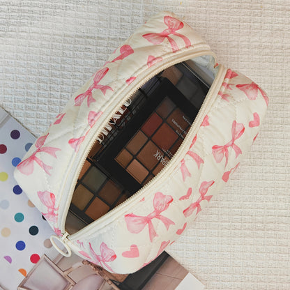 🎀 Комплект несесери за грим (4 броя) — Pink & White Bow Heart Edition 💕