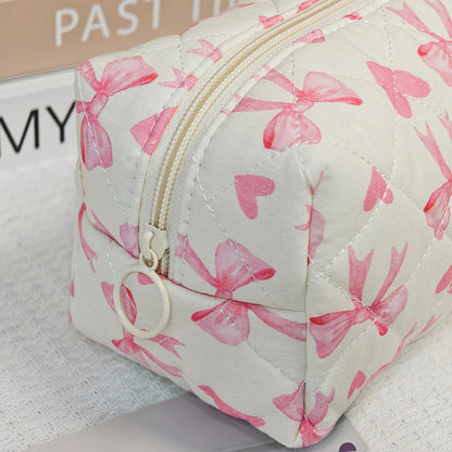 🎀 Комплект несесери за грим (4 броя) — Pink & White Bow Heart Edition 💕