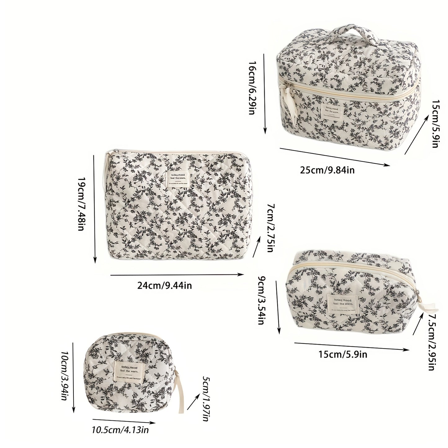 🖤🤍 Комплект несесери „Monochrome Bloom“ — 4 броя елегантен минимализъм 🌸